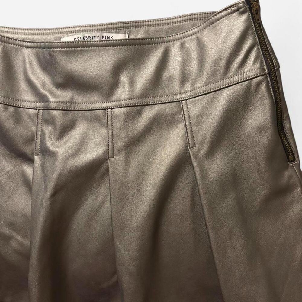 Celebrity Silver Pleated Mini Skirt
